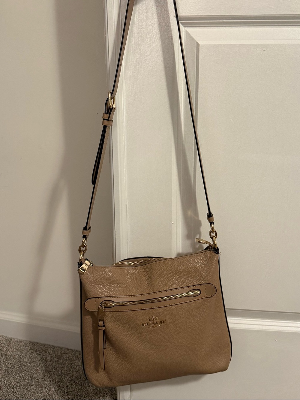 Coach Pebbled Leather Crossbody in Saddle/Tan